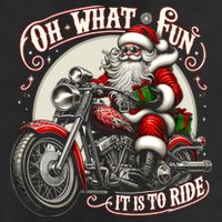 Oh What Fun It Is To Ride Motorcycle Biker Santa Xmas Gift Hat