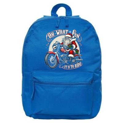 Oh What Fun It Is To Ride Motorcycle Biker Santa Xmas Gift 16 in Basic Backpack