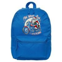 Oh What Fun It Is To Ride Motorcycle Biker Santa Xmas Gift 16 in Basic Backpack