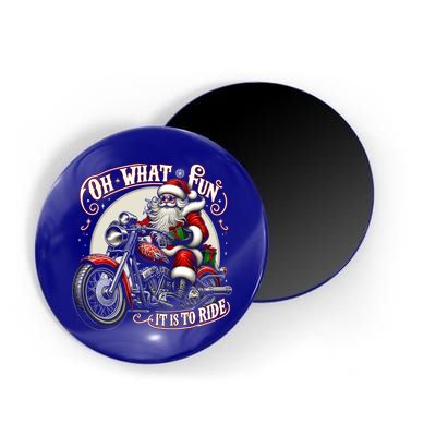 Oh What Fun It Is To Ride Motorcycle Biker Santa Xmas Gift Magnet