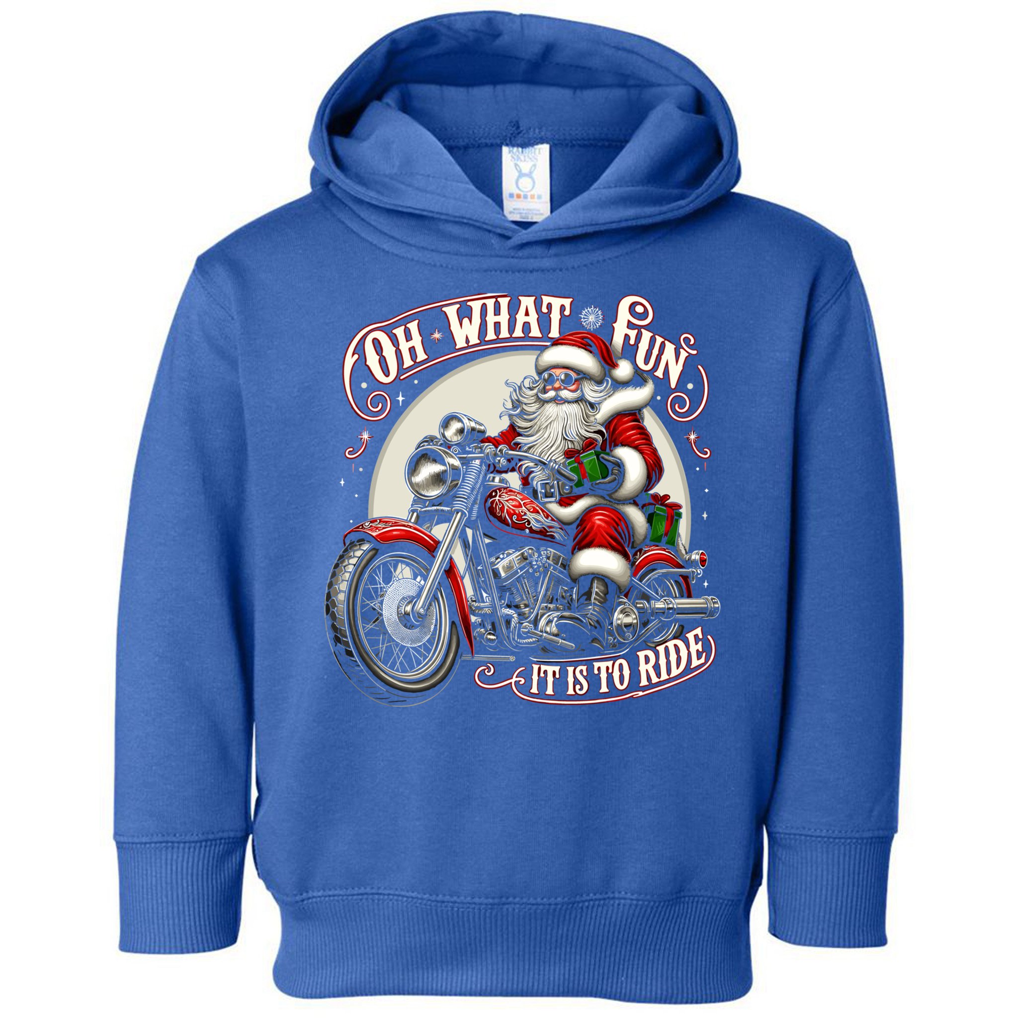 Oh What Fun It Is To Ride Motorcycle Biker Santa Xmas Gift Toddler Hoodie