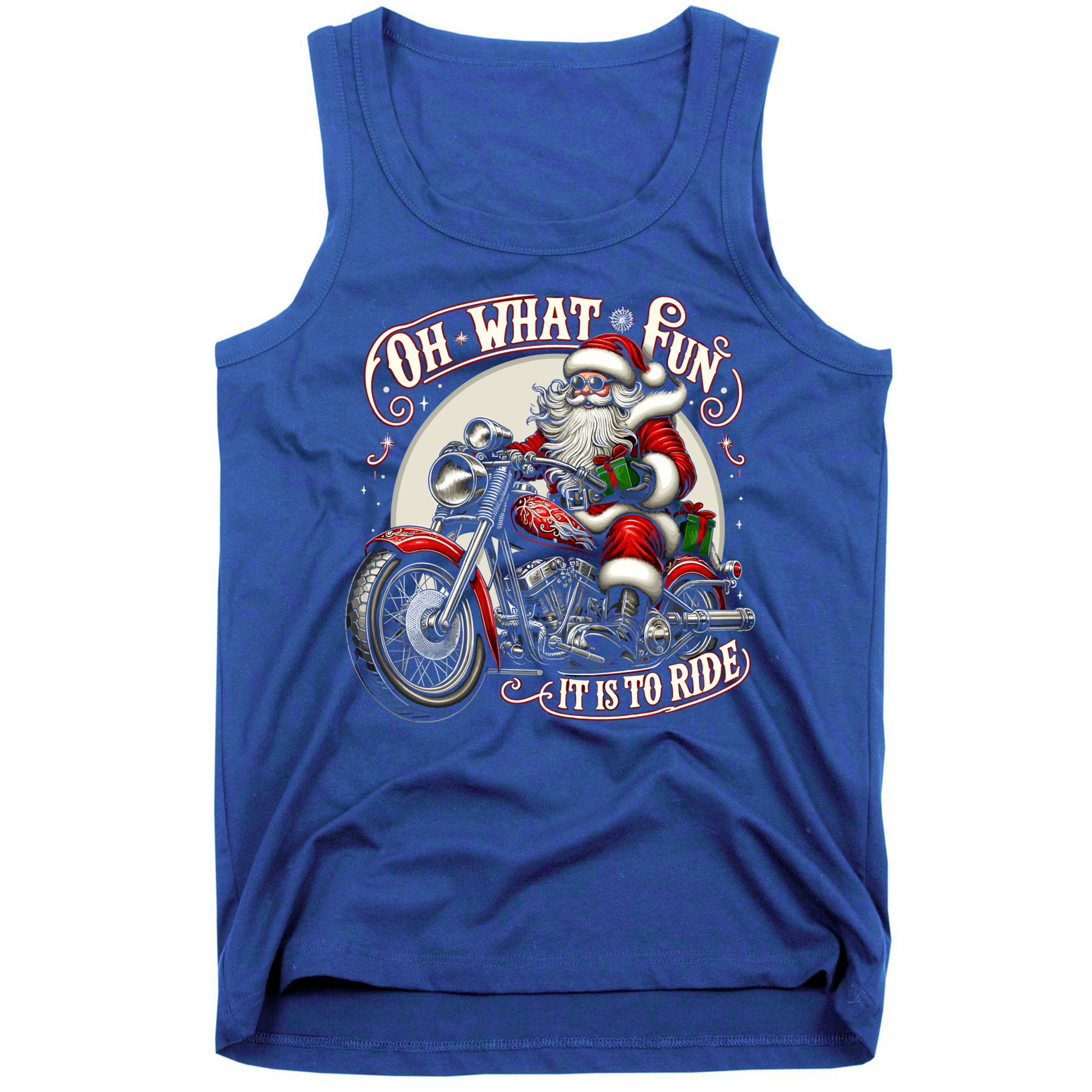 Oh What Fun It Is To Ride Motorcycle Biker Santa Xmas Gift Tank Top