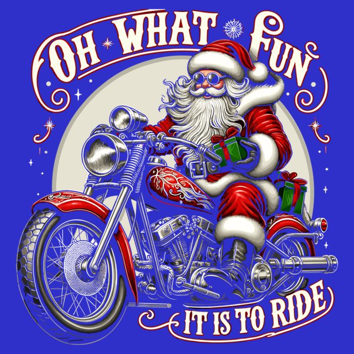 Oh What Fun It Is To Ride Motorcycle Biker Santa Xmas Gift Womens T-Shirt
