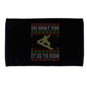 Oh What Fun It Is To Ride Snowboard Ugly Christmas Microfiber Hand Towel