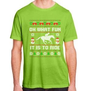 Oh What Fun It Is To Ride Horse Ugly Santa Christmas Funny Gift Adult ChromaSoft Performance T-Shirt