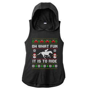 Oh What Fun It Is To Ride Horse Ugly Santa Christmas Funny Gift Ladies PosiCharge Tri-Blend Wicking Draft Hoodie Tank