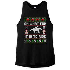 Oh What Fun It Is To Ride Horse Ugly Santa Christmas Funny Gift Ladies PosiCharge Tri-Blend Wicking Tank