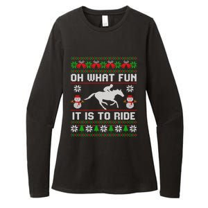 Oh What Fun It Is To Ride Horse Ugly Santa Christmas Funny Gift Womens CVC Long Sleeve Shirt