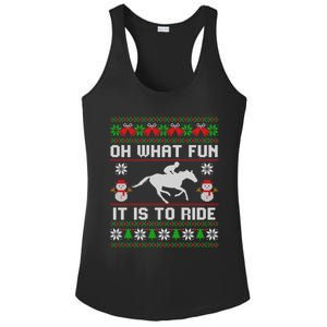 Oh What Fun It Is To Ride Horse Ugly Santa Christmas Funny Gift Ladies PosiCharge Competitor Racerback Tank