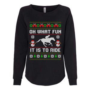 Oh What Fun It Is To Ride Horse Ugly Santa Christmas Funny Gift Womens California Wash Sweatshirt