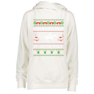 Oh What Fun It Is To Ride Horse Ugly Santa Christmas Funny Gift Womens Funnel Neck Pullover Hood