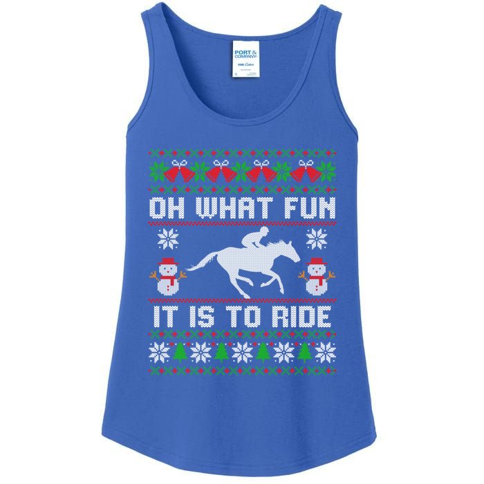 Oh What Fun It Is To Ride Horse Ugly Santa Christmas Funny Gift Ladies Essential Tank