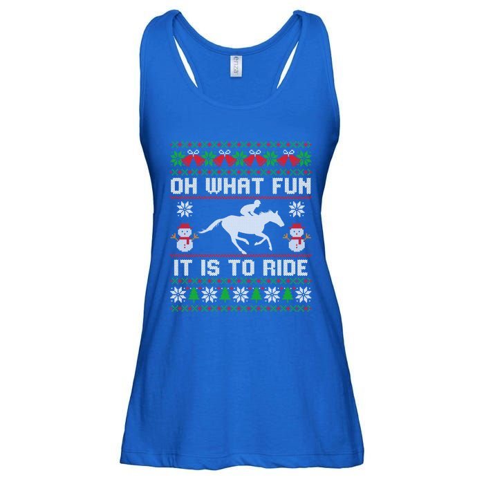 Oh What Fun It Is To Ride Horse Ugly Santa Christmas Funny Gift Ladies Essential Flowy Tank