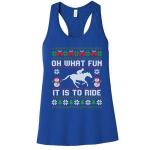 Oh What Fun It Is To Ride Horse Ugly Santa Christmas Funny Gift Women's Racerback Tank