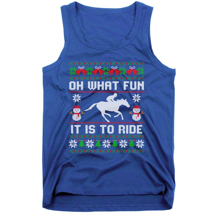 Oh What Fun It Is To Ride Horse Ugly Santa Christmas Funny Gift Tank Top