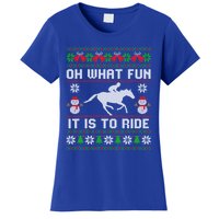 Oh What Fun It Is To Ride Horse Ugly Santa Christmas Funny Gift Women's T-Shirt