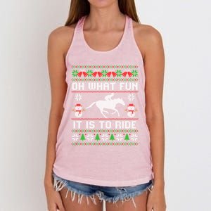 Oh What Fun It Is To Ride Horse Ugly Santa Christmas Funny Gift Women's Knotted Racerback Tank