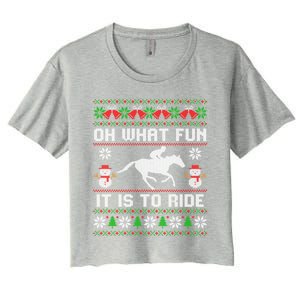 Oh What Fun It Is To Ride Horse Ugly Santa Christmas Funny Gift Women's Crop Top Tee