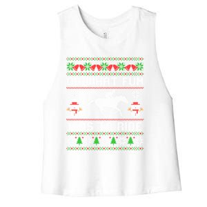 Oh What Fun It Is To Ride Horse Ugly Santa Christmas Funny Gift Women's Racerback Cropped Tank