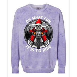 Oh What Fun It Is To Ride Christmas Santa Motorcycle Biker Colorblast Crewneck Sweatshirt