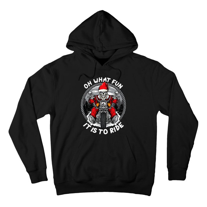 Oh What Fun It Is To Ride Christmas Santa Motorcycle Biker Hoodie