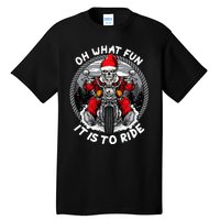 Oh What Fun It Is To Ride Christmas Santa Motorcycle Biker Tall T-Shirt