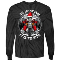 Oh What Fun It Is To Ride Christmas Santa Motorcycle Biker Tie-Dye Long Sleeve Shirt