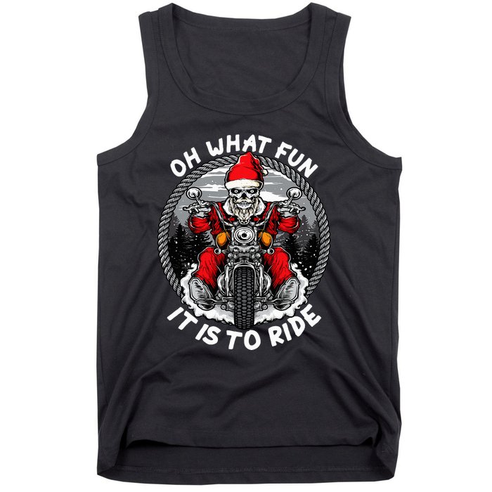 Oh What Fun It Is To Ride Christmas Santa Motorcycle Biker Tank Top