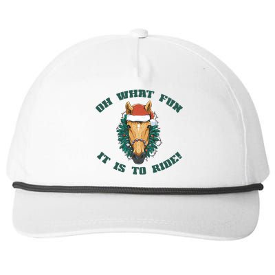 Oh What Fun It Is To Ride! Christmas Horse Wreath Santa Meme Cool Gift Snapback Five-Panel Rope Hat