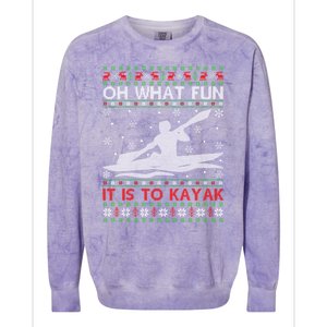 Oh What Fun It Is To Kayak Kayaking Ugly Christmas Gift Colorblast Crewneck Sweatshirt