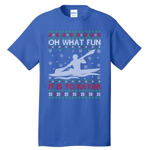 Oh What Fun It Is To Kayak Kayaking Ugly Christmas Gift Tall T-Shirt