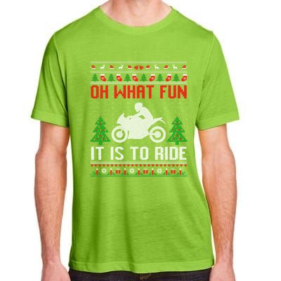 Oh What Fun It Is To Ride Motorcycle Ugly Christmas Funny Gift Adult ChromaSoft Performance T-Shirt