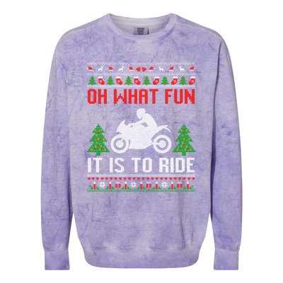 Oh What Fun It Is To Ride Motorcycle Ugly Christmas Funny Gift Colorblast Crewneck Sweatshirt