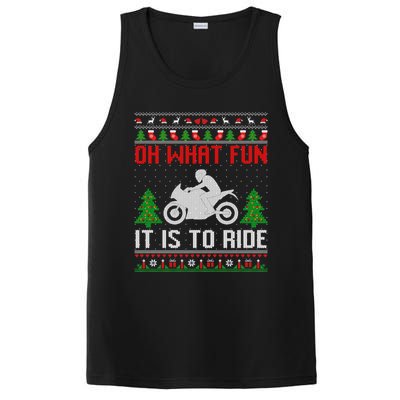 Oh What Fun It Is To Ride Motorcycle Ugly Christmas Funny Gift PosiCharge Competitor Tank