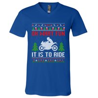 Oh What Fun It Is To Ride Motorcycle Ugly Christmas Funny Gift V-Neck T-Shirt