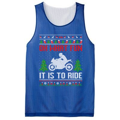 Oh What Fun It Is To Ride Motorcycle Ugly Christmas Funny Gift Mesh Reversible Basketball Jersey Tank