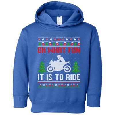 Oh What Fun It Is To Ride Motorcycle Ugly Christmas Funny Gift Toddler Hoodie