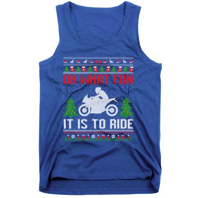 Oh What Fun It Is To Ride Motorcycle Ugly Christmas Funny Gift Tank Top