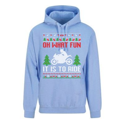 Oh What Fun It Is To Ride Motorcycle Ugly Christmas Funny Gift Unisex Surf Hoodie