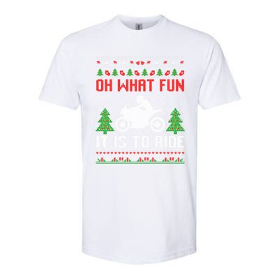 Oh What Fun It Is To Ride Motorcycle Ugly Christmas Funny Gift Softstyle CVC T-Shirt