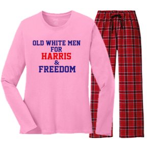 Old White For Harris And Freedom Election Women's Long Sleeve Flannel Pajama Set 