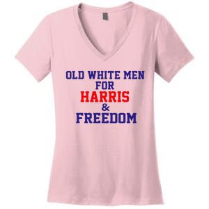 Old White For Harris And Freedom Election Women's V-Neck T-Shirt