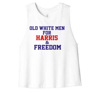 Old White For Harris And Freedom Election Women's Racerback Cropped Tank