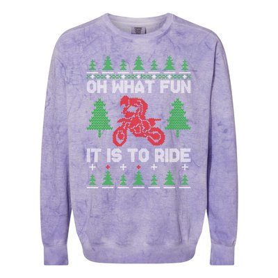 Oh What Fun It Is To Ride Motorcycle Ugly Christmas Cool Gift Colorblast Crewneck Sweatshirt