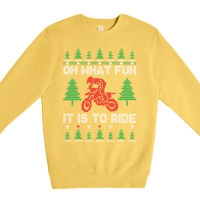 Oh What Fun It Is To Ride Motorcycle Ugly Christmas Cool Gift Premium Crewneck Sweatshirt