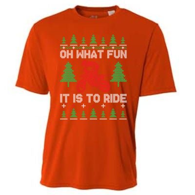 Oh What Fun It Is To Ride Motorcycle Ugly Christmas Cool Gift Cooling Performance Crew T-Shirt