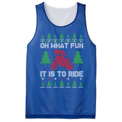 Oh What Fun It Is To Ride Motorcycle Ugly Christmas Cool Gift Mesh Reversible Basketball Jersey Tank