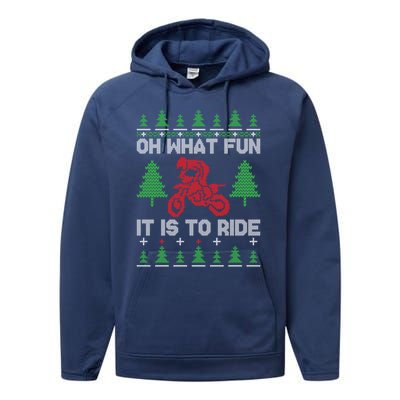 Oh What Fun It Is To Ride Motorcycle Ugly Christmas Cool Gift Performance Fleece Hoodie