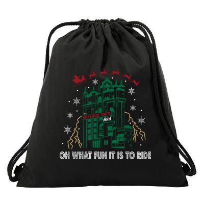 Oh What Fun It Is To Ride Tower Of Terror Christmas Drawstring Bag