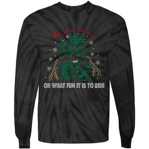 Oh What Fun It Is To Ride Tower Of Terror Christmas Tie-Dye Long Sleeve Shirt